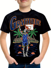 Kids Beach & Basketball Graphic Tee Boys & Girls Casual T-shirt 3D Print