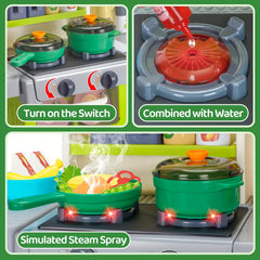 Kids Play Kitchen Set with Sound & Light - Cooking Stove and Sink