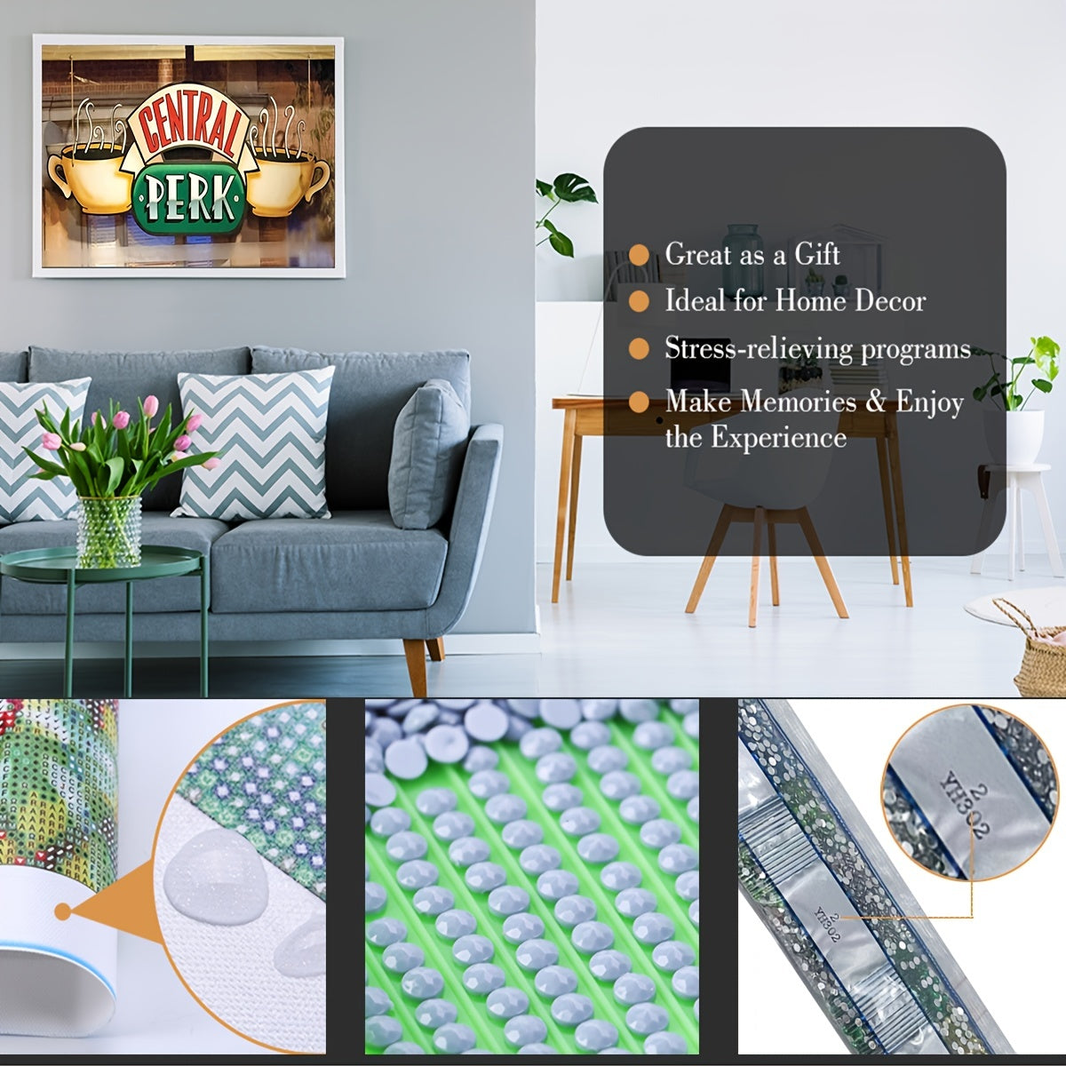 Central Perk Art Diamond Painting Kit Tools For Adults & Kids 5D DIY Gems