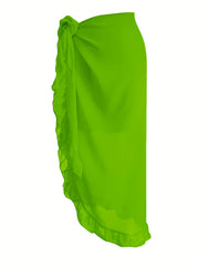 Ruffle Trim Knot Front Skirt Casual Beach Wear Skirt