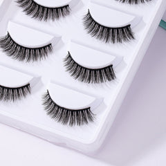 5 Pairs Natural Look Wispy Cat Eye 3D False Eyelashes