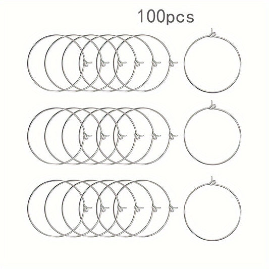100pcs Wine Cup Pendant Ring Open Jump Ring Earrings Beaded Hoops