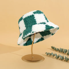 Lamb Wool Bucket Hat Autumn Winter Fuzzy Warm Fisherman Hat For Women