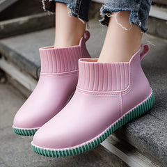 Waterproof Lightweight Rain Boots PVC Block Ankle Boots