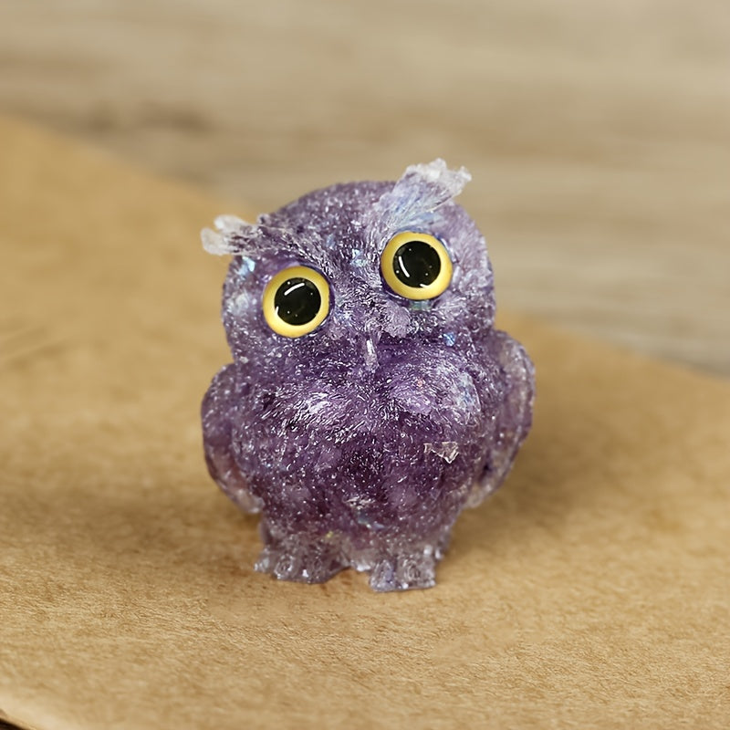 Natural Crystal Gravel Halloween Decoration Drop Glue Owl Ornament