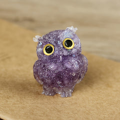 Natural Crystal Gravel Halloween Decoration Drop Glue Owl Ornament