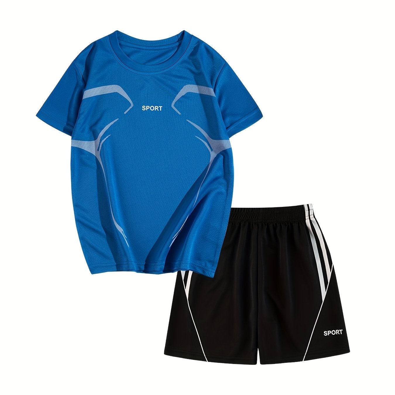 Boys Sport Suit Short Sleeves Tops & Bottoms for Basketball and Football