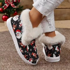 Women's Christmas Style Snow Boots - Snowman Reindeer Pattern