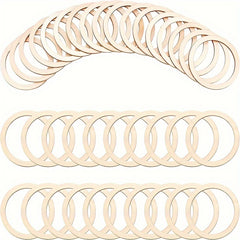 30pcs 75mm Natural Wood Rings Circle Ornaments for Painting Christmas Decor