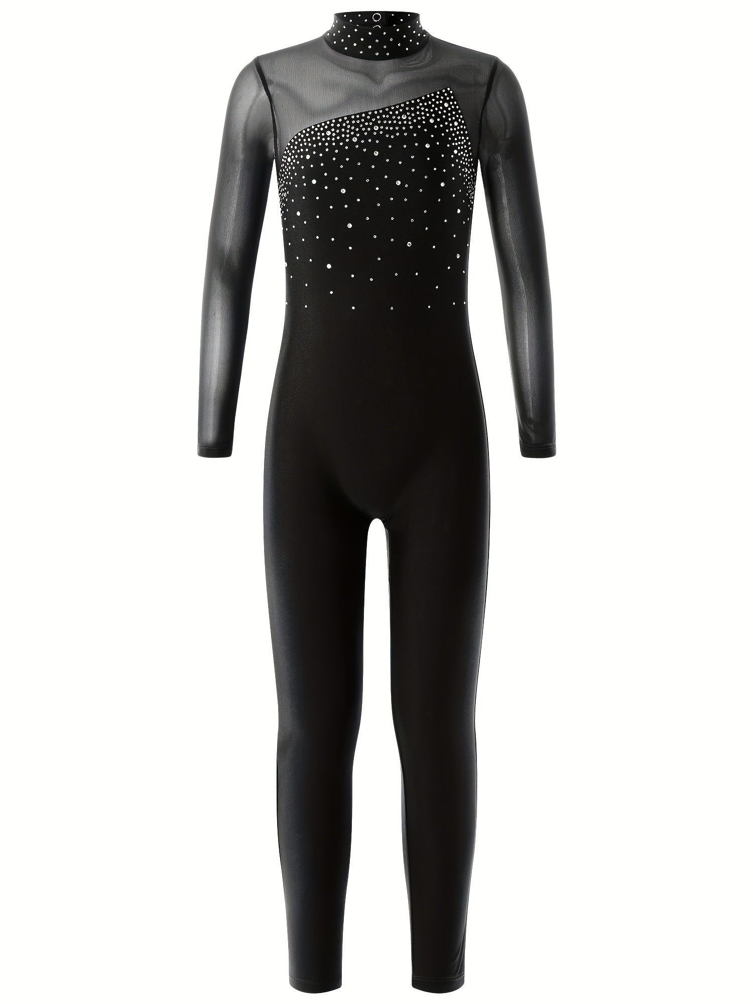 Girls Long Sleeve Turtleneck Jumpsuit for Gymnastics
