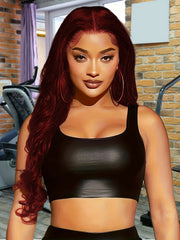 Faux Leather Sports Tank Top Women's Activewear