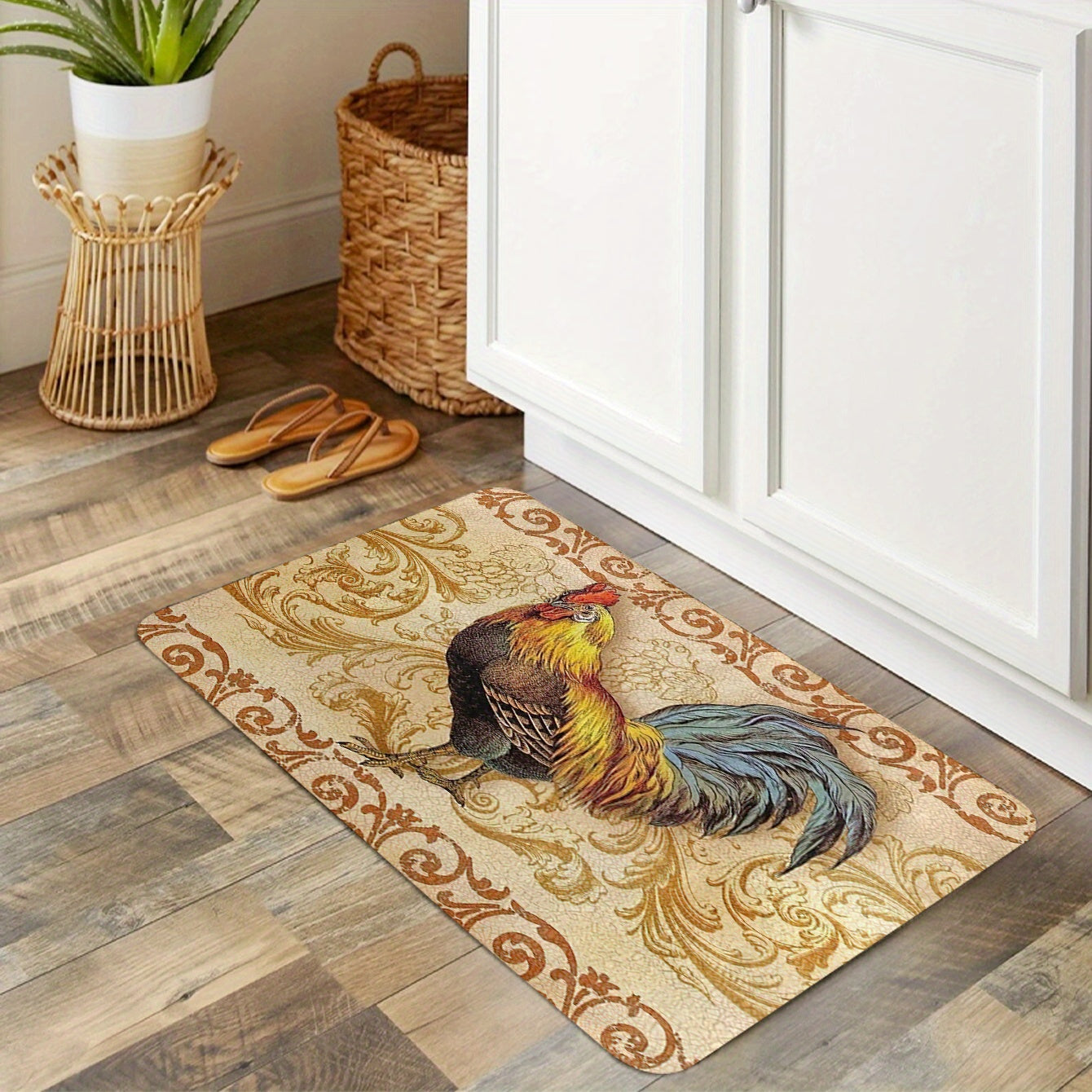Farm Chicken Floor Mat Absorbent Kitchen Rug Anti-slip Carpet Home Decor