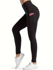 Sports Leggings Women's Plus Solid Pipping Wide Band Waist Skinny