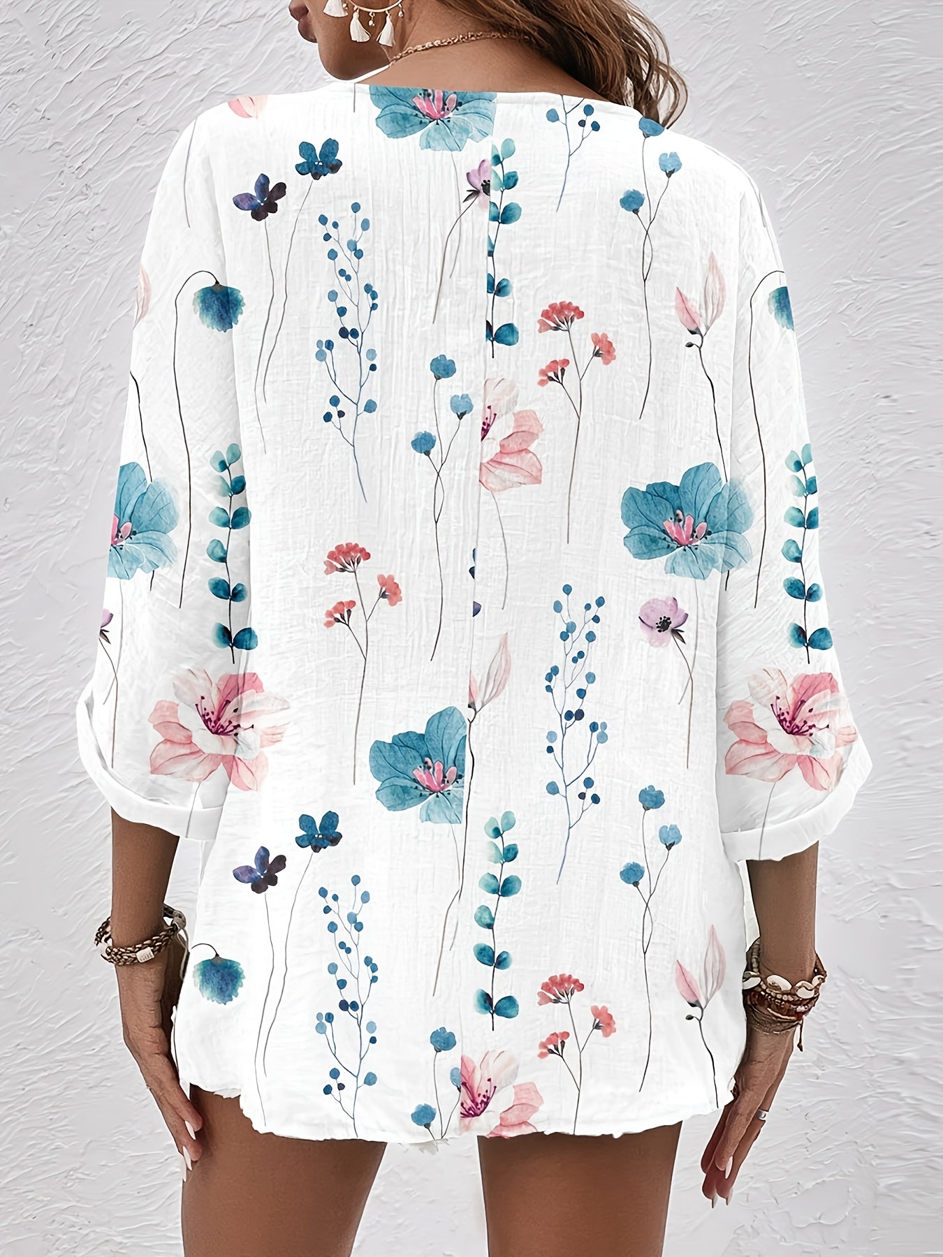 Floral Print Long Sleeve Blouse