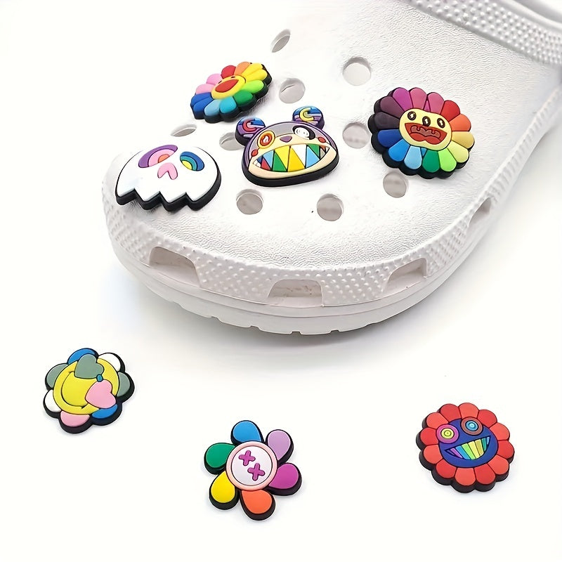 16pcs Cartoon Shoe Charms For Clogs Bubble Slides Sandals Shoe Decorations