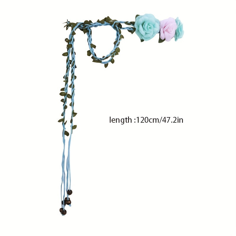 Vintage Flower Wreath Sash Belt Bohemian Dress