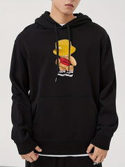Teddy Bear Print Hoodie Men's Casual Pullover Hooded Sweatshirt
