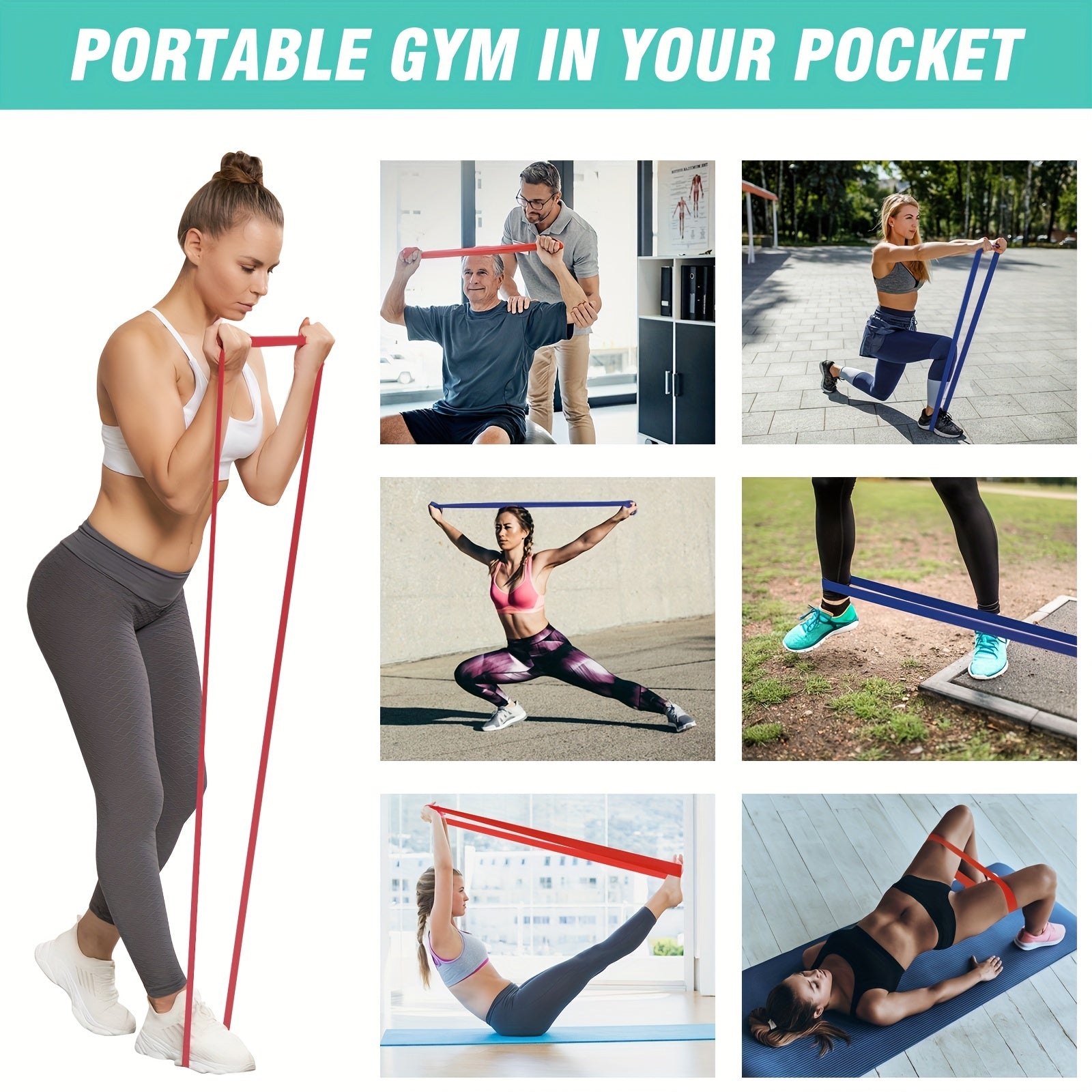 JNSATEE Resistance Loop Exercise Bands Set with Guide & Carry Bag