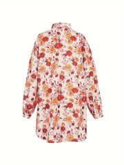Floral Print Button Up Long Sleeve Blouse