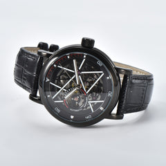 Teen's Luminous Watch Hollow 3D Dial Belt Automatic Mechanical Wristwatch