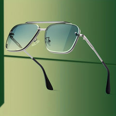 Gradient Metal Frame Sunglasses for Men UV Protection