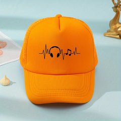 Kids Mesh Headphones Print Baseball Cap Sunshade Cap For Boys