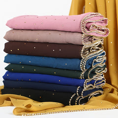 Wrinkles Pearl Chiffon Hijab Head Scarf Women Solid Bubble Wrap Shawls