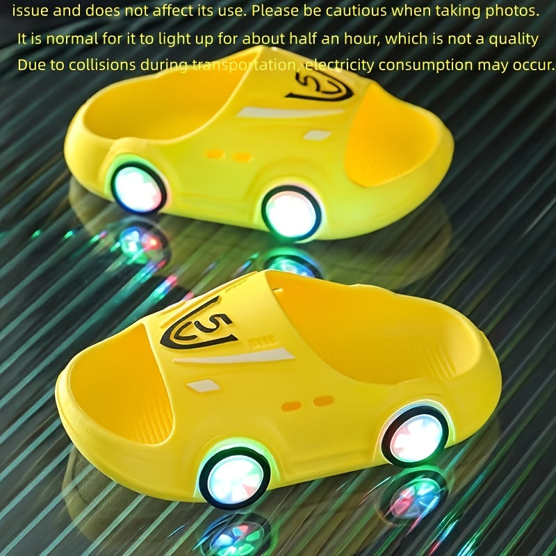 Cartoon Car Open Toe Slippers for Baby Boys Non Slip Lightweight Slipper