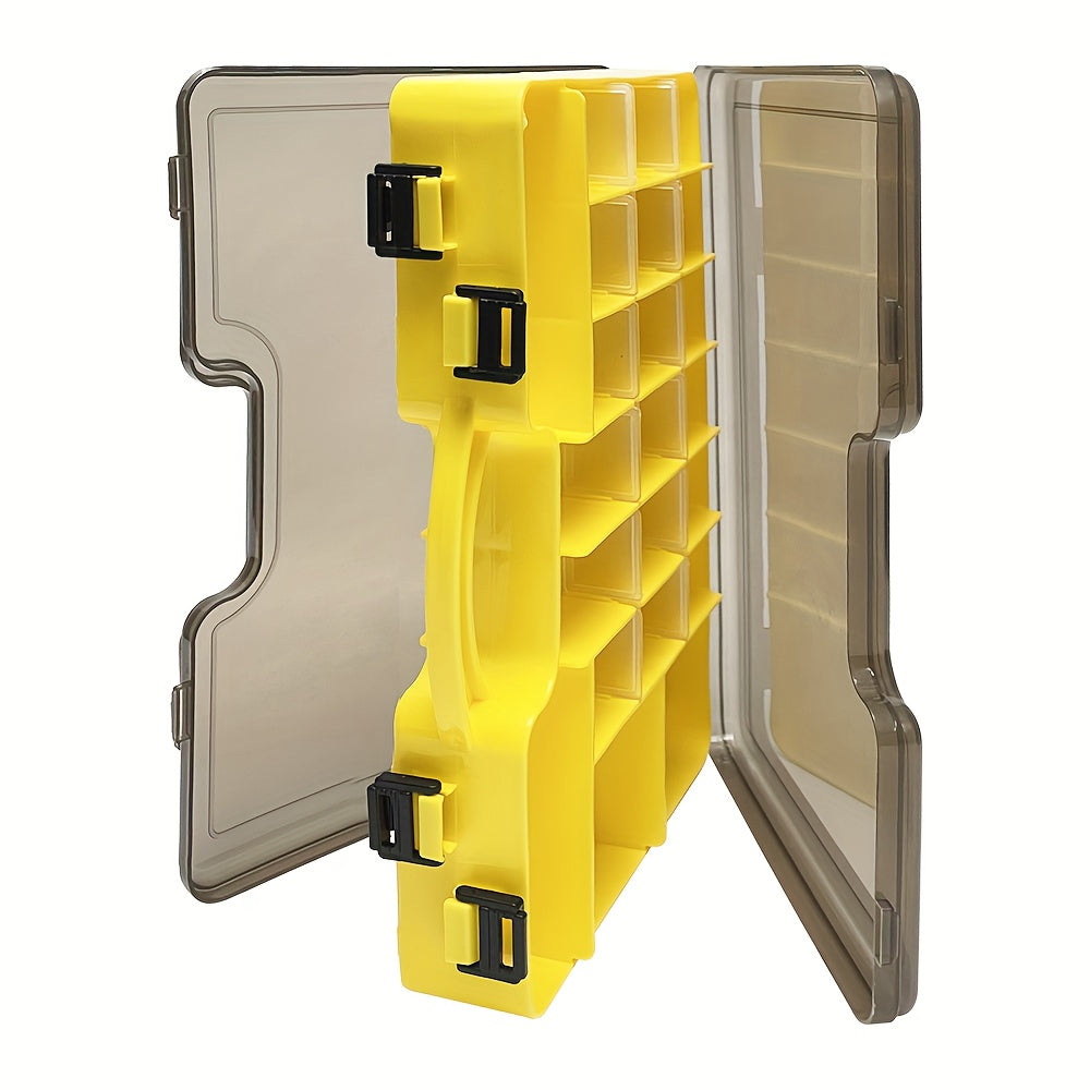 1pc Yellow Double sided Box Parts Box Tool Box Plastic Household