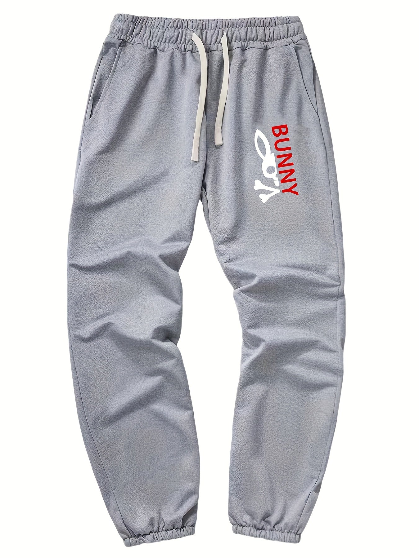 Bunny Print Drawstring Sweatpants Loose Fit Joggers Men's Casual Pants