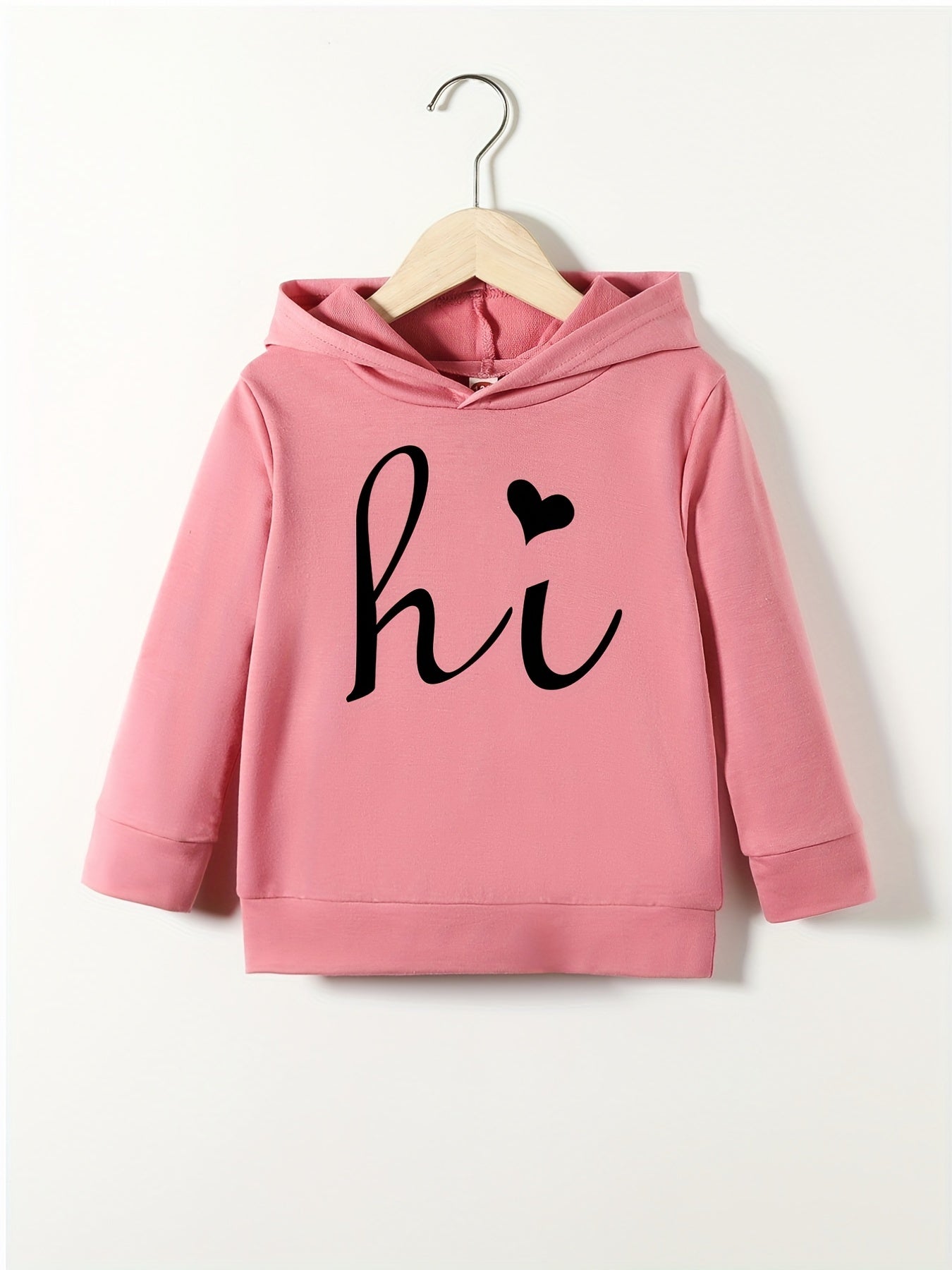 Girls' HI Greeting Print Hooded Sweatshirt Top