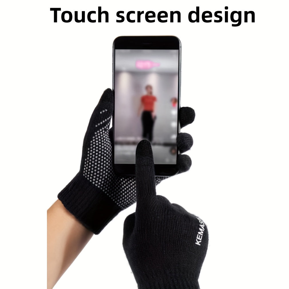 Non Slip Touch Screen Warm Knitted Windproof Cycling Full Finger Glove