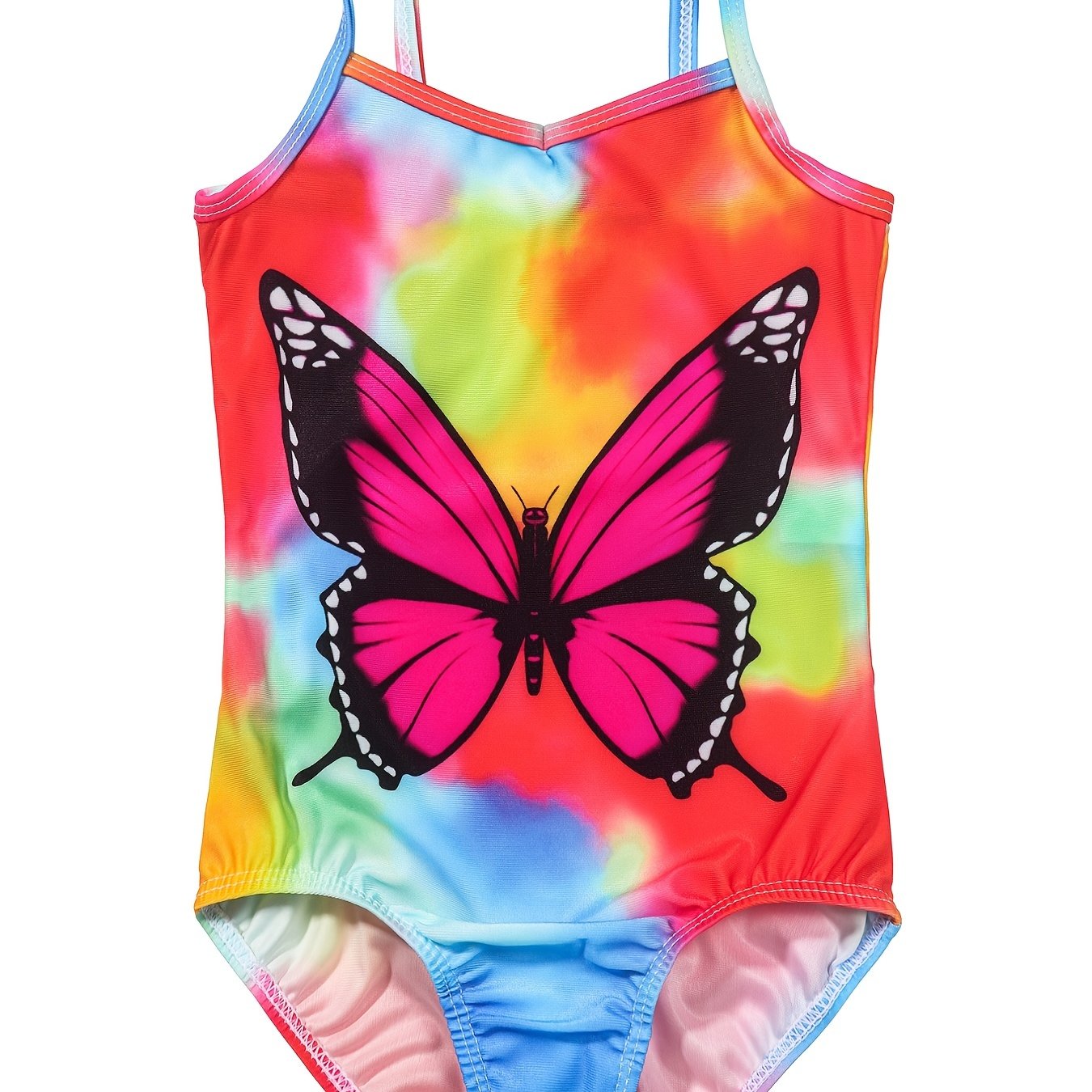 Girls Tie Dye Butterfly One Piece Swimsuit Kids Beach Bathing Suits