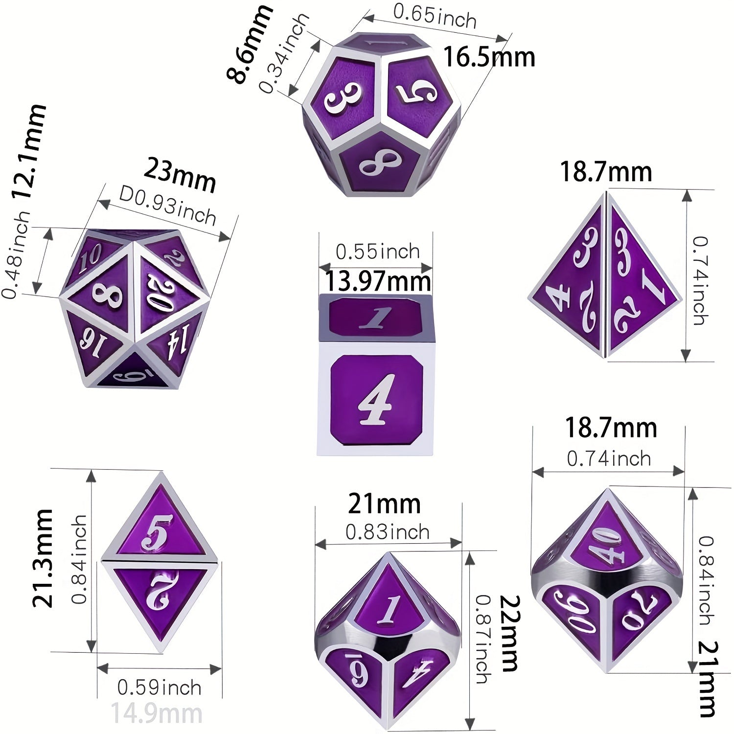Gamer Metal Dice Set for Role Playing & Board Games