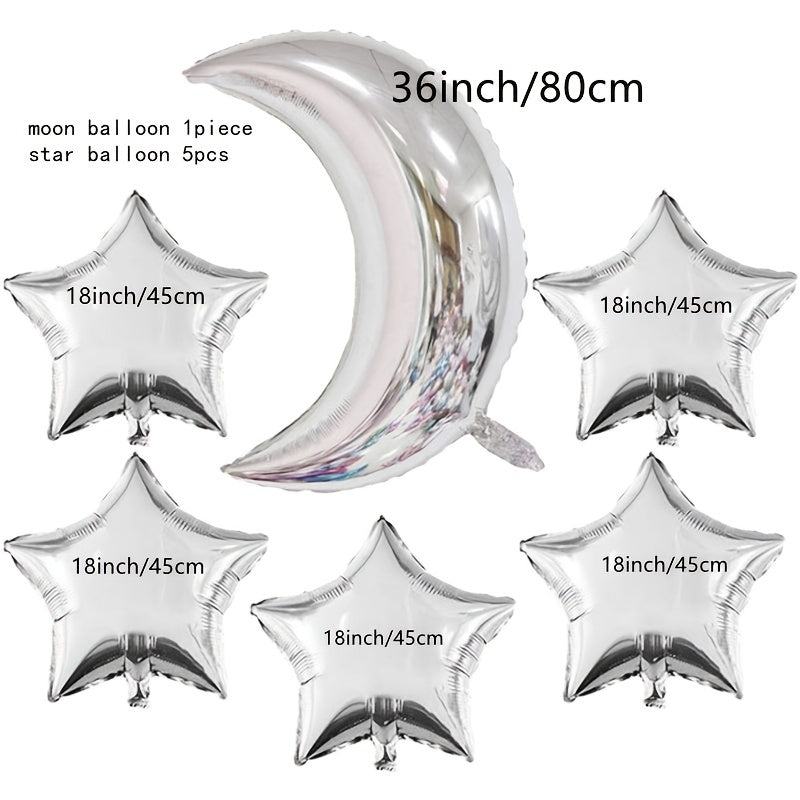 Golden Silvery Star Moon Aluminum Film Balloon Decoration