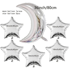 Golden Silvery Star Moon Aluminum Film Balloon Decoration