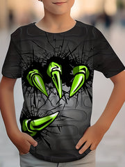Boys' 3D Claw Graphic T Shirt Breathable Stretchy Tee for Summer Fun