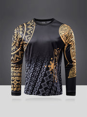 Men's Geometric Pattern Shirt Casual Long Sleeve Tee Top