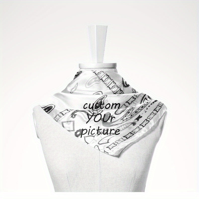 Customizable Men's Square Scarf with Your Photo Logo - Soft Polyester