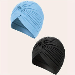 Light Turban Cap BowKnot Pleated Head Wraps Elastic Ramadan Head Scarf