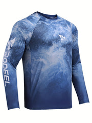 Men's Tie Dye UPF 50 Sun Protection Long Sleeve T-shirt for Outdoor Fishing
