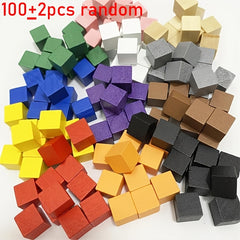 50-100pcs 10mm Wood Cubes Colorful Dice Chess Pieces Right Angle
