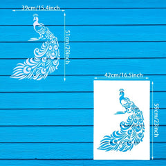 A2 Peacock Pattern Plastic Stencil for DIY Painting on Photo Album Canvas Wall