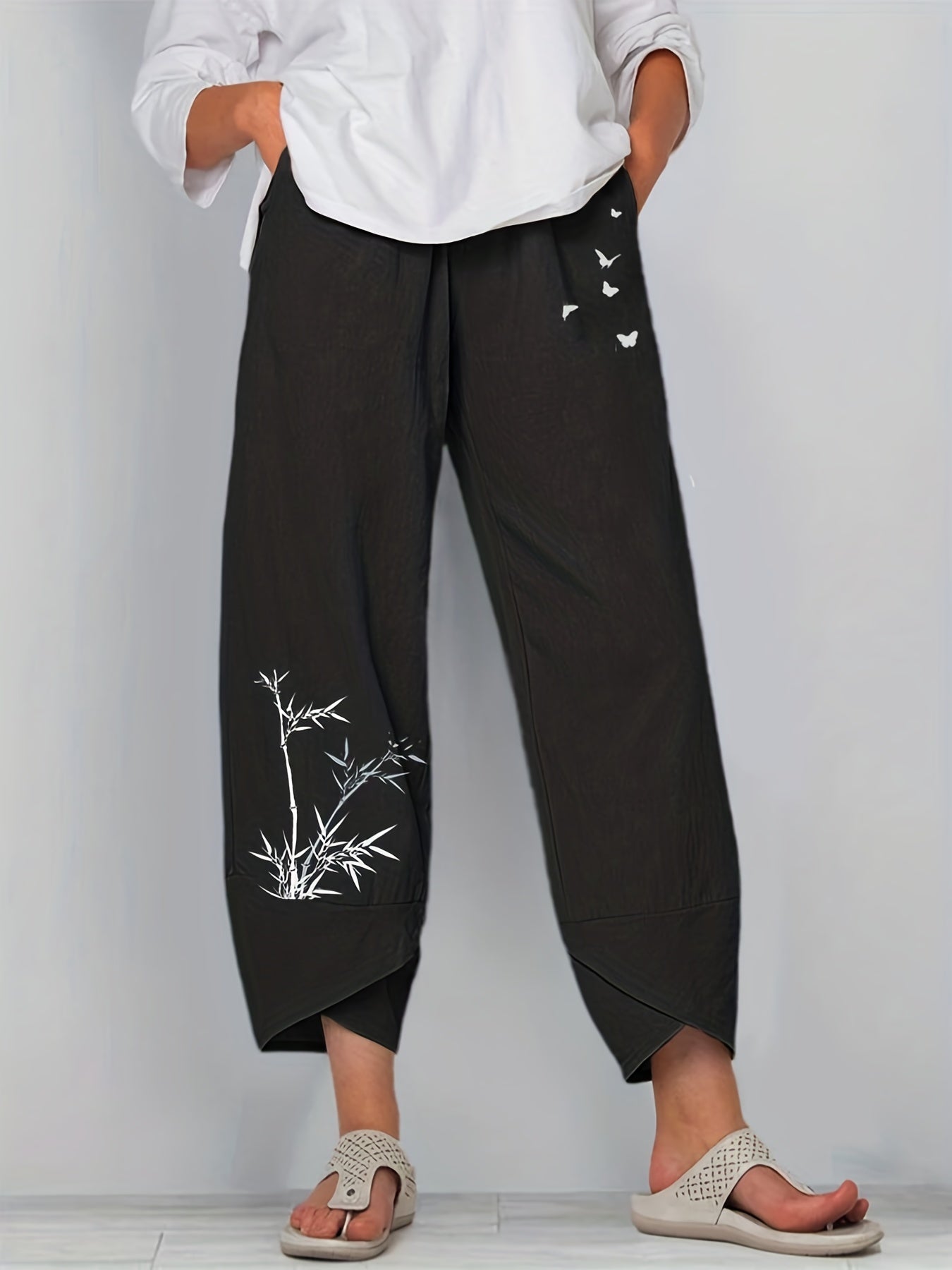 High Waist Harem Pants Women's Casual Solid Color Elastic Long Trousers
