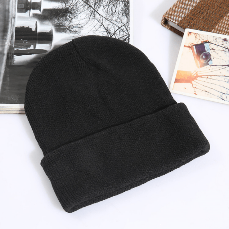 Solid Color Knit Winter Beanie Hat for Men & Women