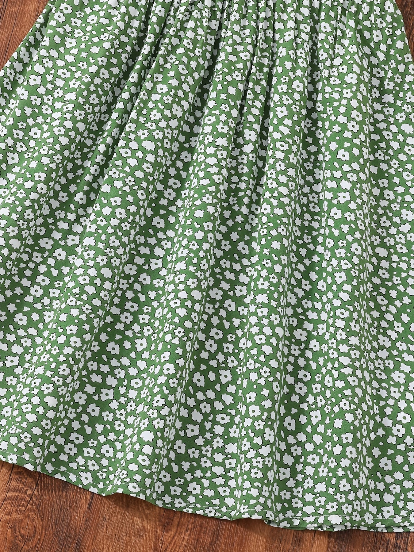 Toddler Girls Flutter Sleeve Dress Waist Hollow Flowers Graphic Princess Dress