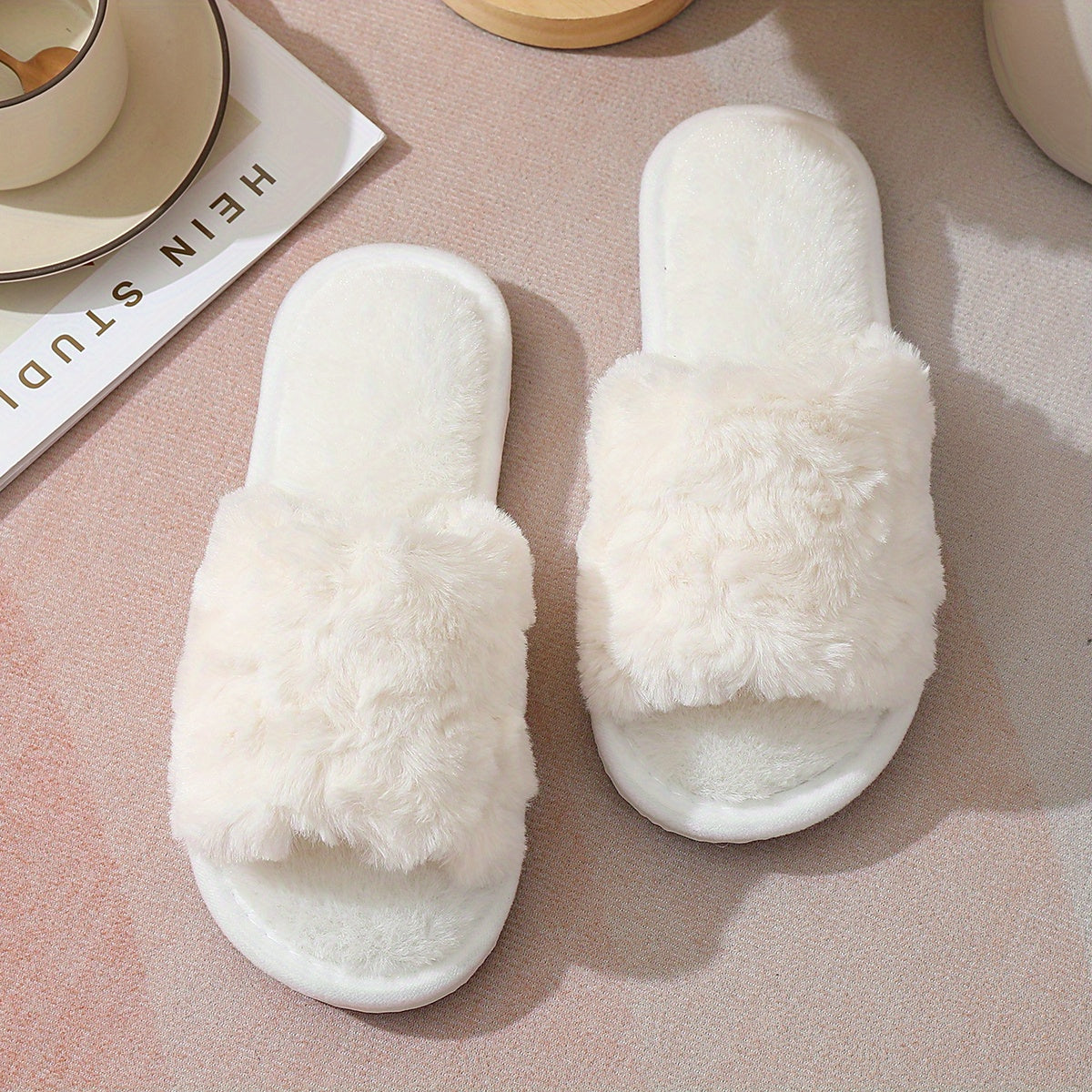 Cozy Open Toe Slippers Non-slip Indoor Comfy Shoes