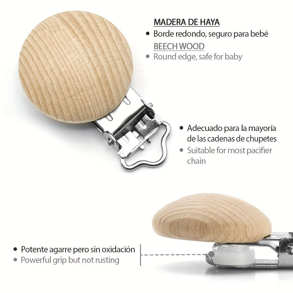10pcs Non Toxic Wood Pacifier Clips Infant Pacifier Holder Accessories