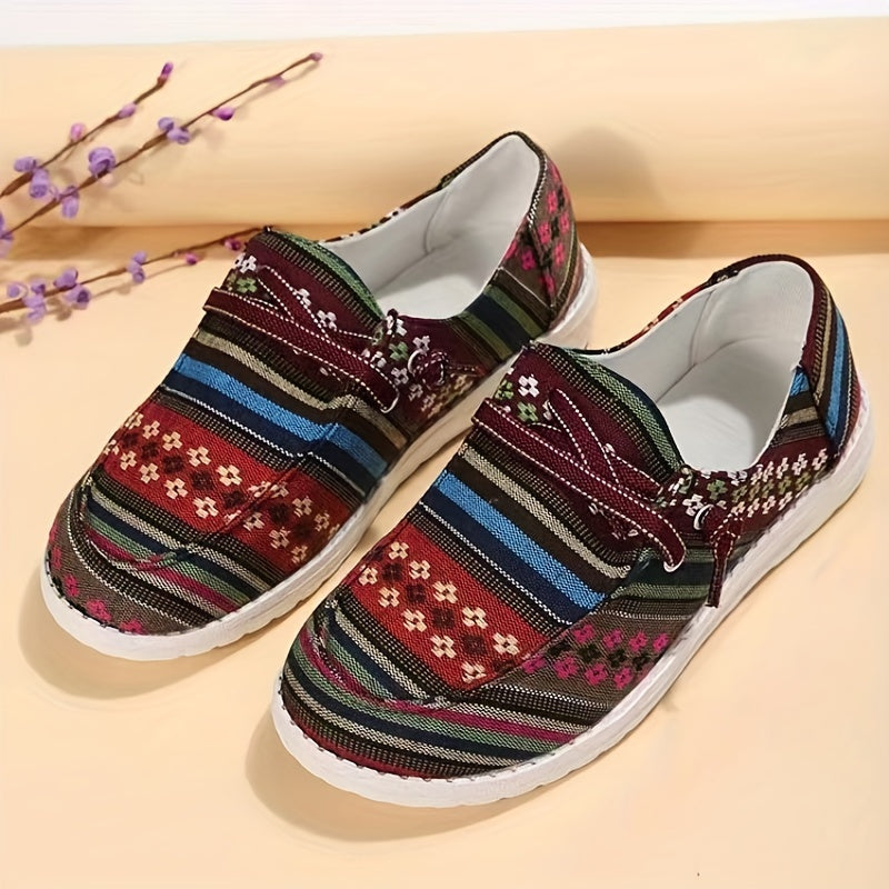 Women's Flowers Patterned Canvas Flat Shoes