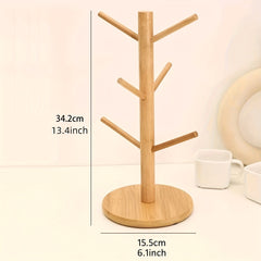 Bamboo Cup Storage Rack for Home Kitchen and Coffee Bar Decor